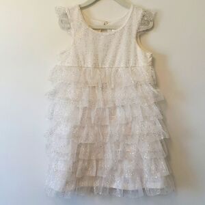 Hanna Andersson white & gold ruffle holiday dress